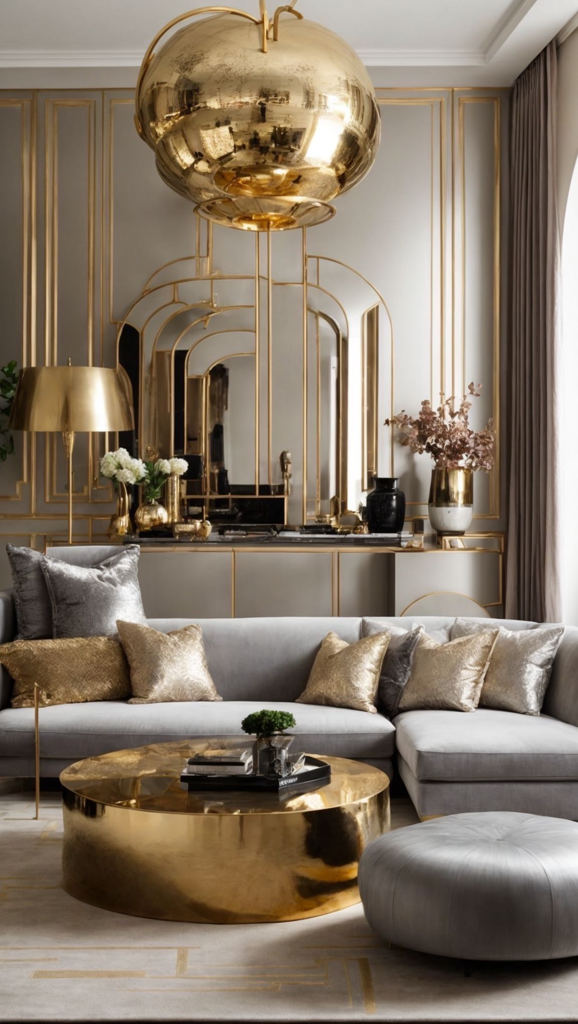 الذهبي والرمادي البارد من ألوان الأقمشة التي تعطي انطباعًا بأن الغرفى من زمن سابق