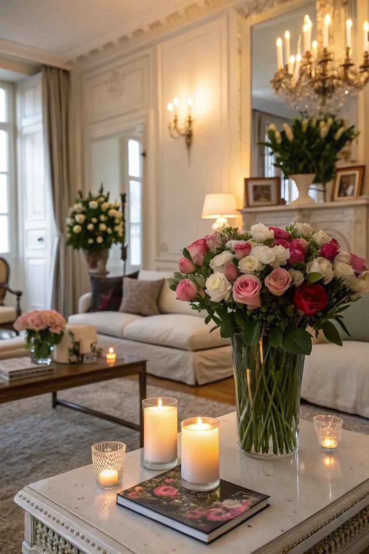 الزهور الطازجة في مزهريات راقية