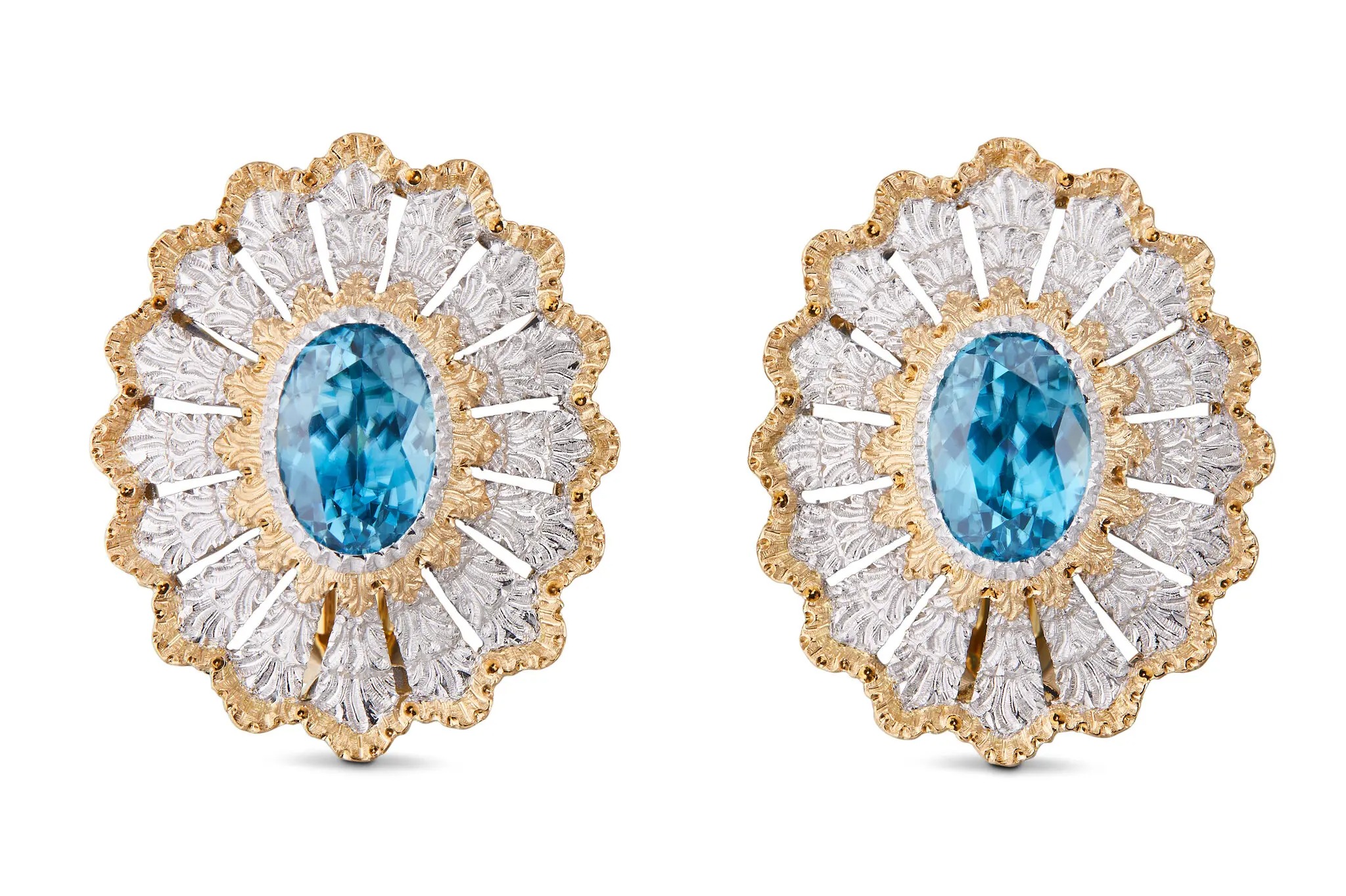 الزيركون الأزرق في تصميم أقراط فاخرة من Buccellati