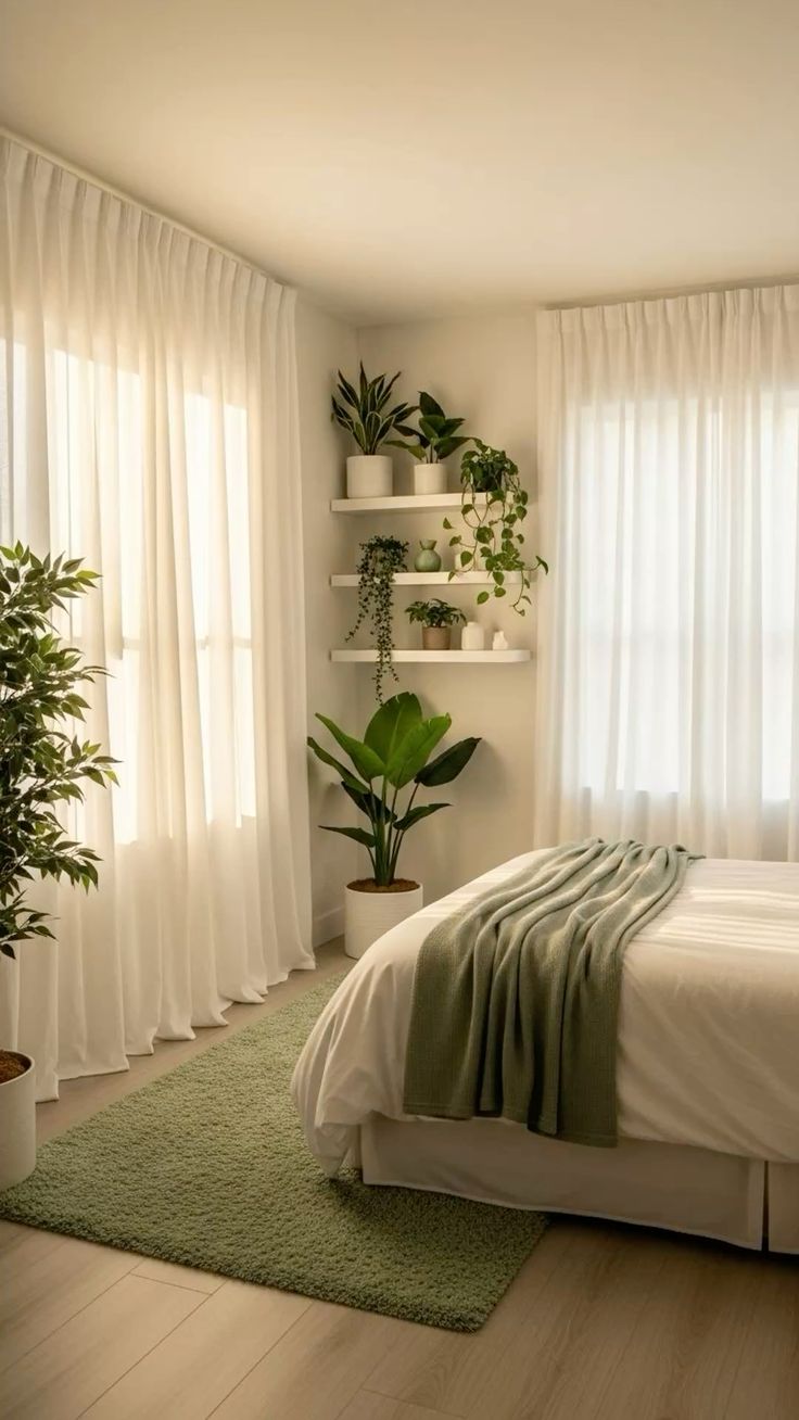 الستائر الأنيقة تمنح غرفة النوم مظهرًا منسقًا يعزز الإحساس بالفخامة