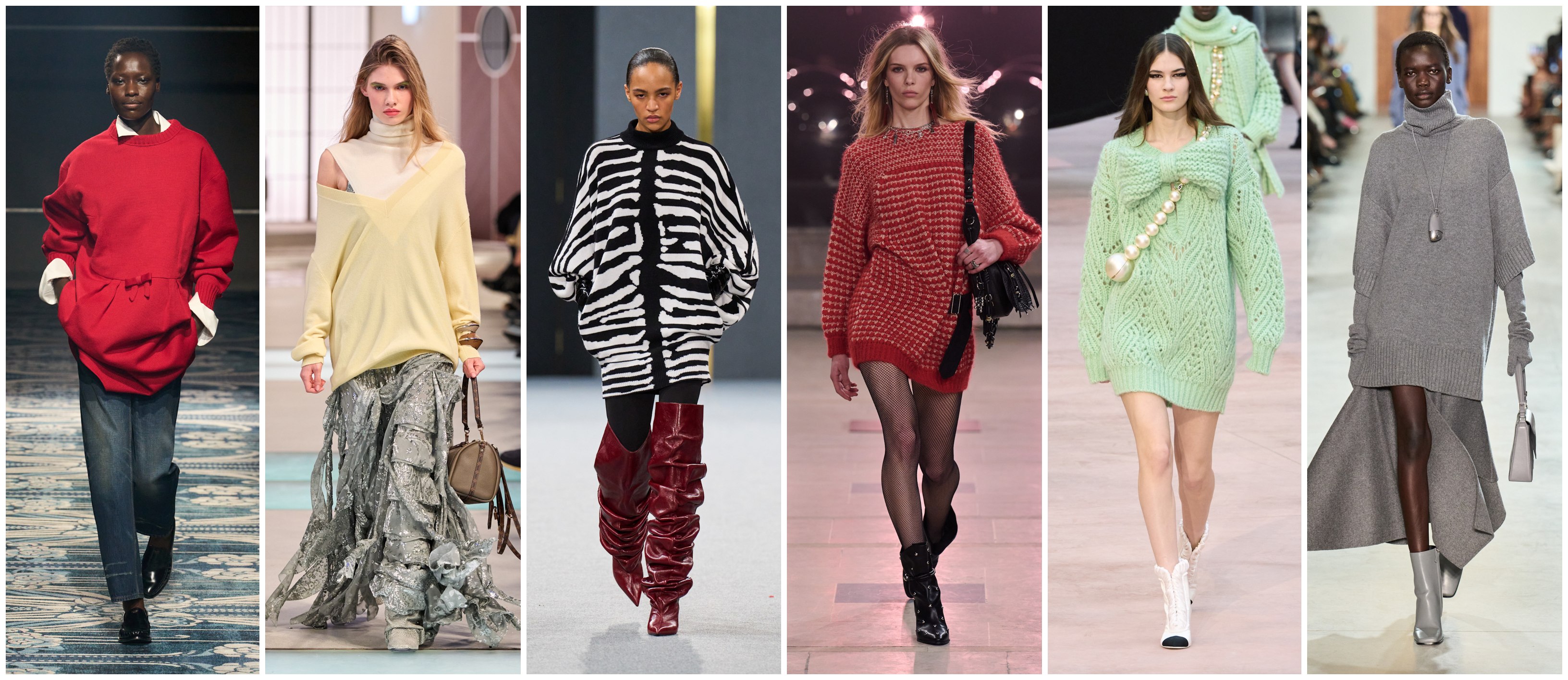 السويتر الاوفر سايز كما شاهدناها لدى كل من مايكل كورس، شانيل، ايزابيل ماران، بالمان، لويس فويتون، وبرادا