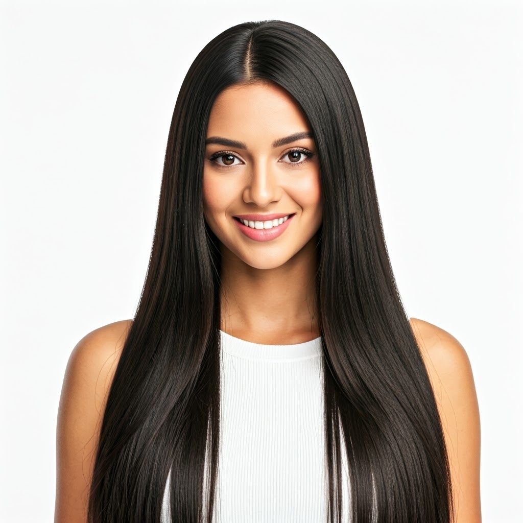 الشعر باللون الأسود يمنح الإطلالة طابعاً حاداً وواضح المعالم منذ النظرة الأولى