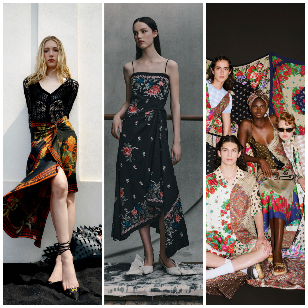 الطبعات المستوحاة من الأوشحة في مجموعات ريزورت 2026 من Moschino وErdem وBlumarine