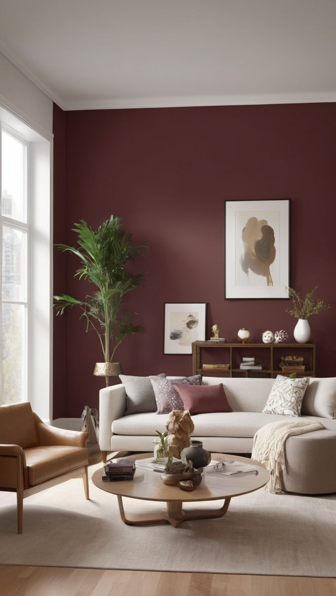 العنابي يعد بديلًا رائعًا عن الألوان المحايدة لمنح الجدران إحساسًا بالثقل والعمق