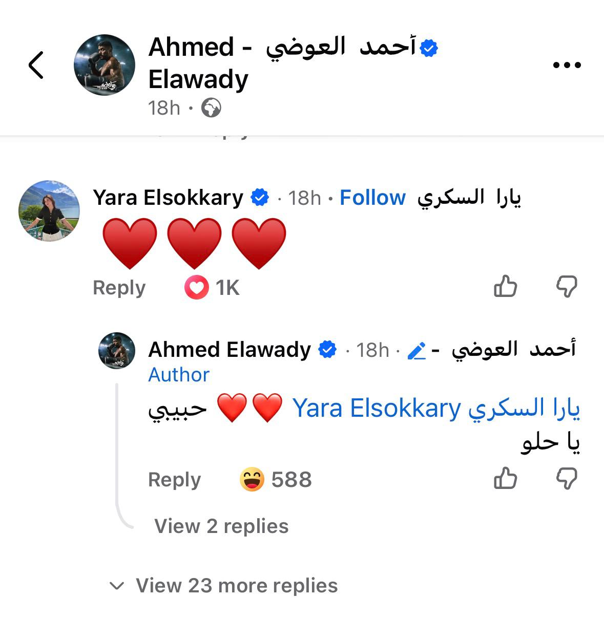 تعليق أحمد العوضي ليارا السكري