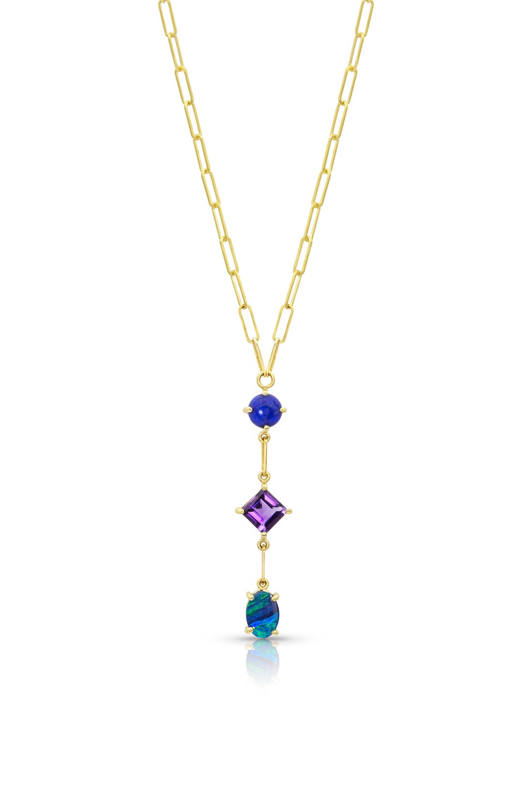 القلادة ثلاثية الأحجار الكريمة Three-stone lariat necklace من إم سبالتن M. Spalten