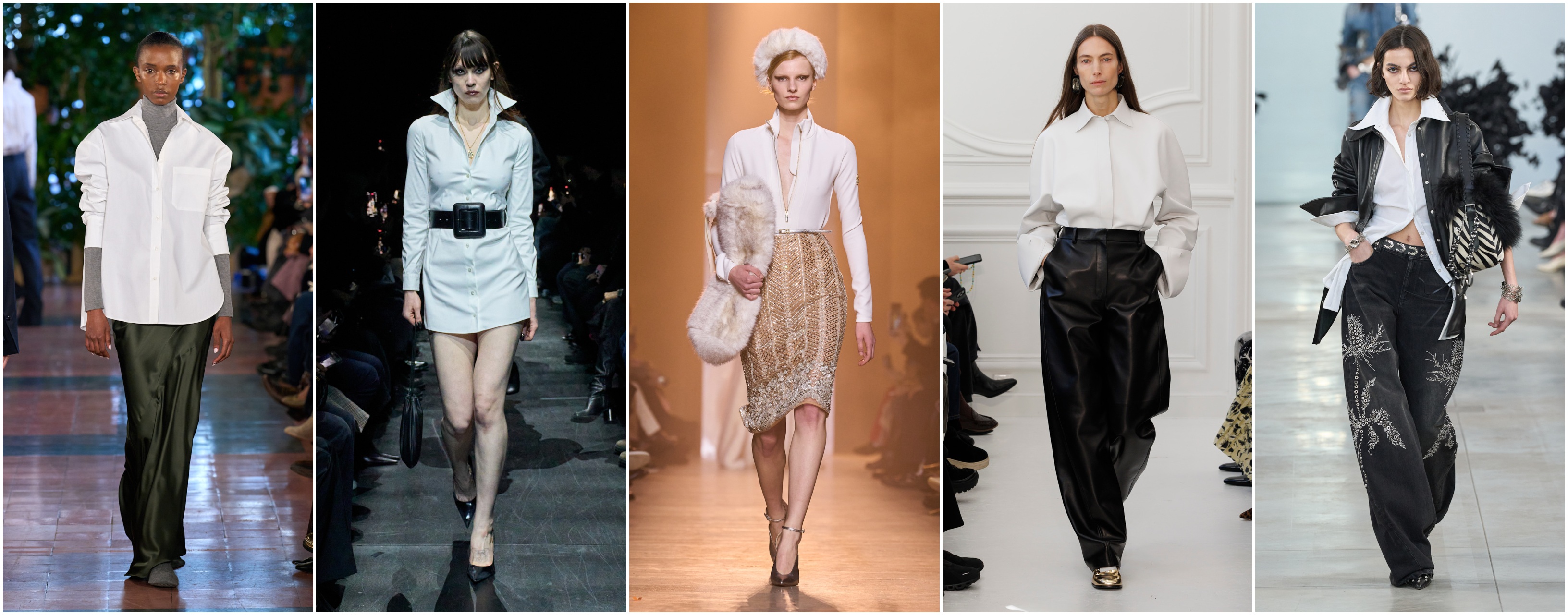 القميص الأبيض من بلومارين، جيفنشي، ايلي صعب، وبالنسياغا