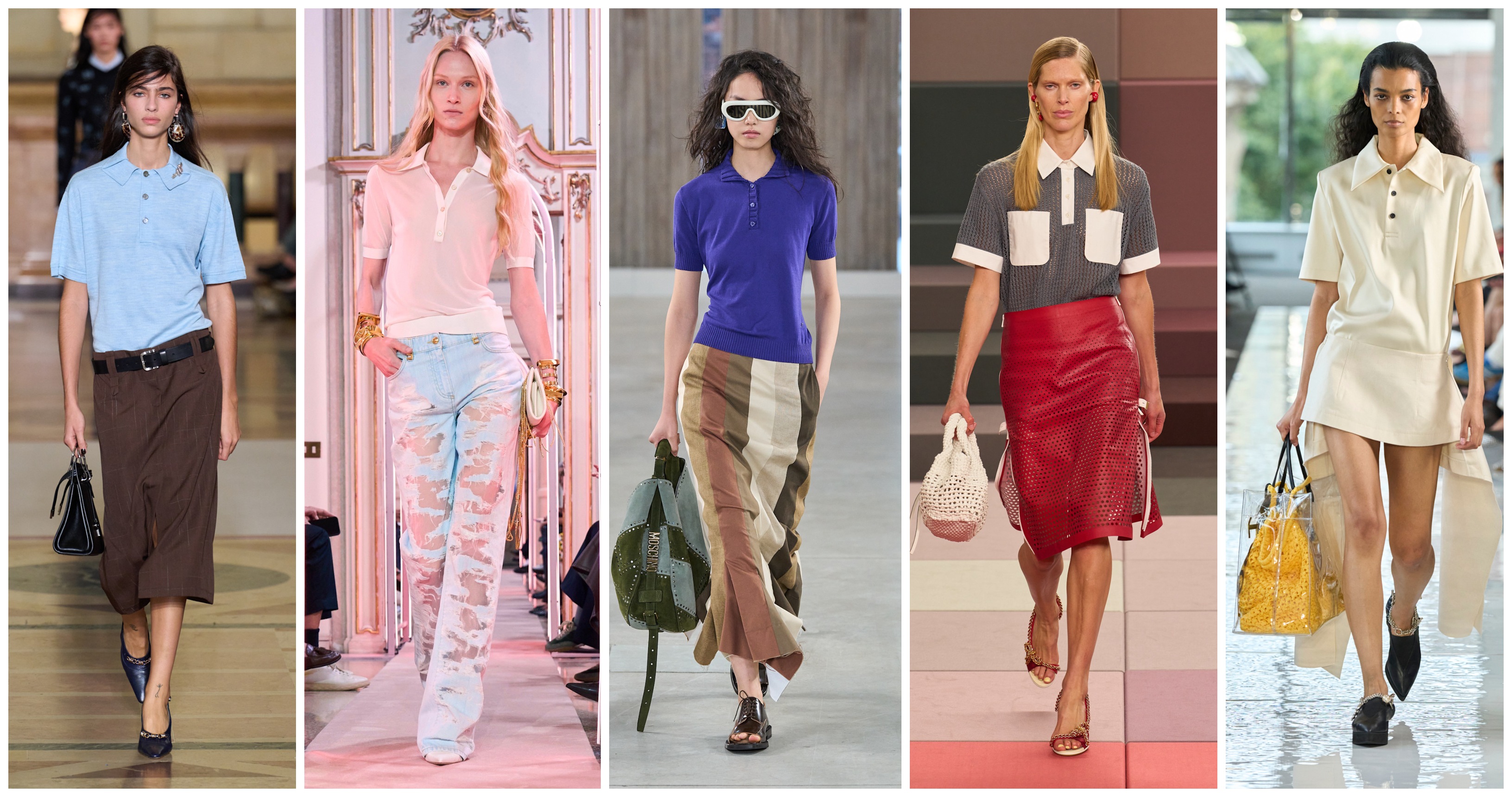 القميص البولو كما شاهدناه لدى كل توغا من فندي، موسكينو، اليزابيتا فرانكي، وتوري بورتش