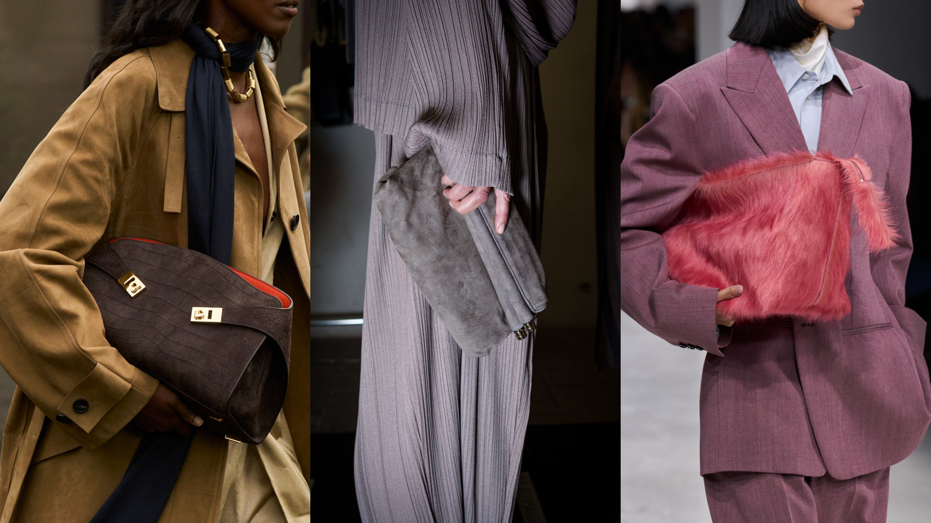 تصاميم من عروض Bottega Veneta، ‏Giorgio Armani‏ و‎ Ferragamo‏