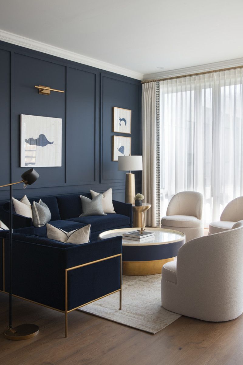 اللون الأزرق البحري لم يعد يمنح غرفة المعيشة التأثير العصري