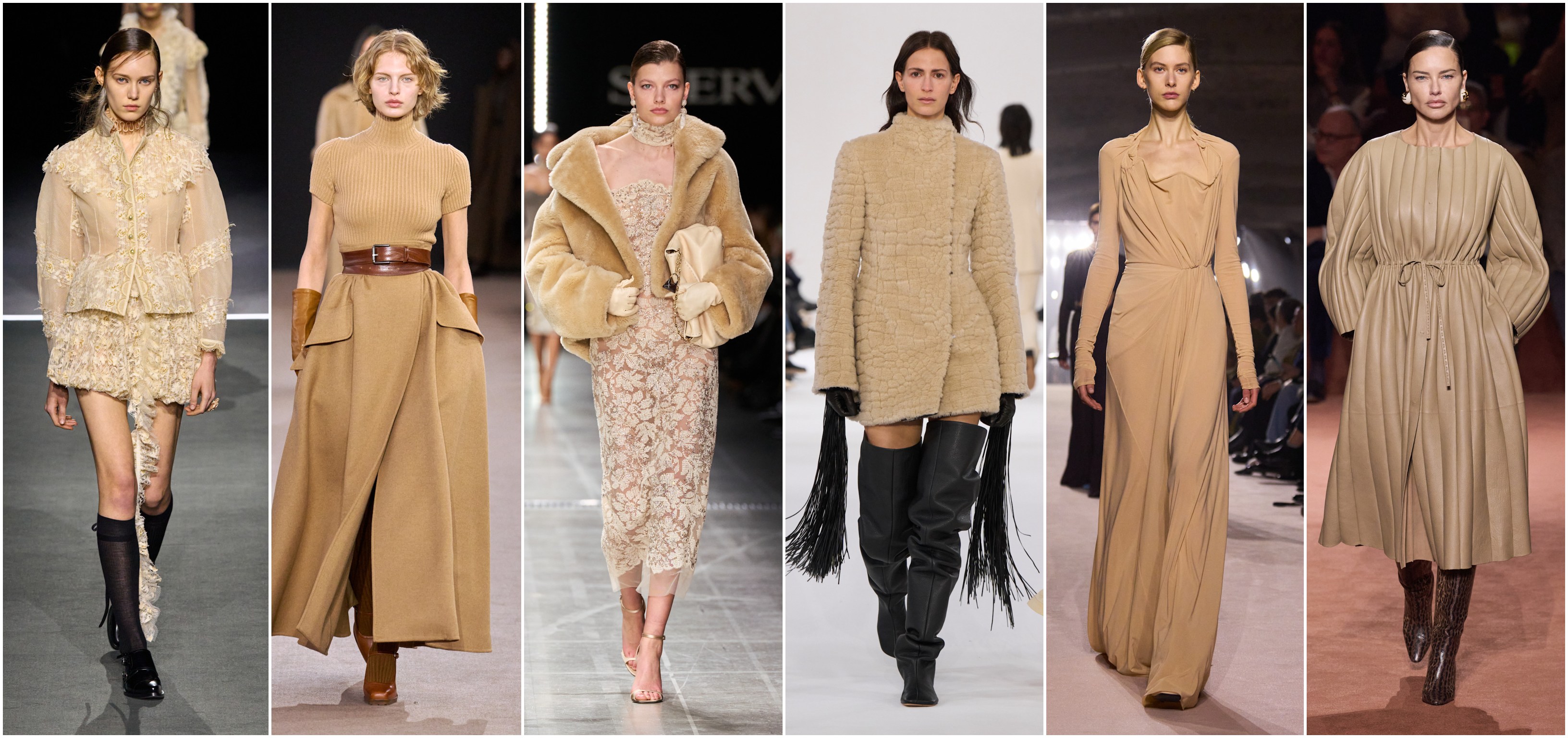 اللون البيج كما شاهدناه لدى كل من فندي، فيكتوريا بيكهام، سبورتماكس، ارمانو شيرفينو، ماكس مارا، وديور