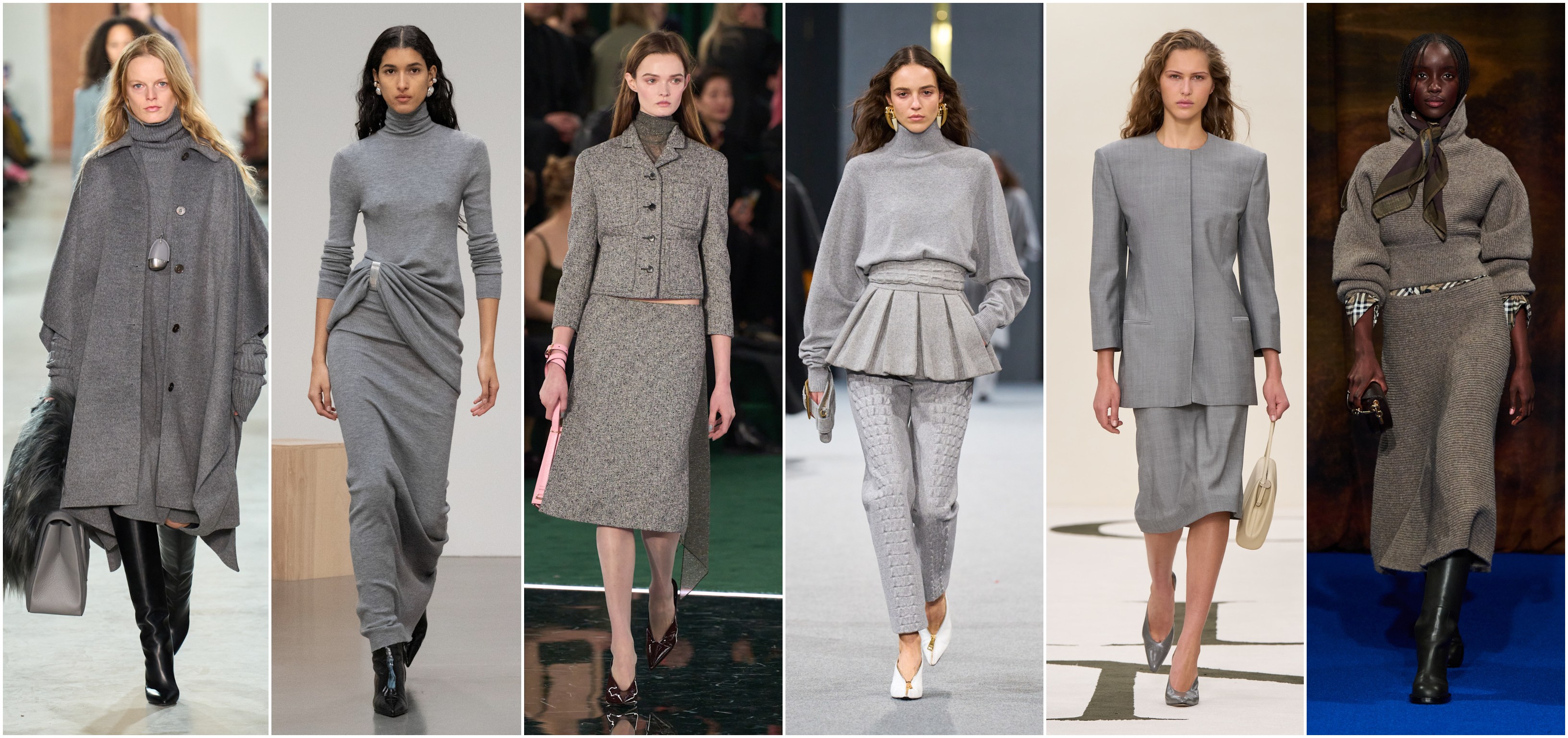 اللون الرمادي كما شاهدناه لدى كل من بربري، كالفين كلاين، بالمان، غوتشي، براندن ماكسويل ومايكل كورس