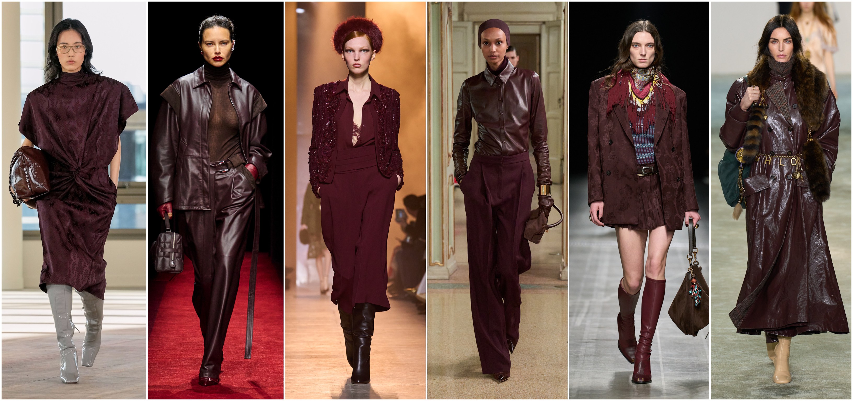 اللون العنابي كما شاهدناه لدى كل كلوي، ايترو، اليزابيتا فرانكي، ايلي صعب، فيراري، وستيلا مكارتني