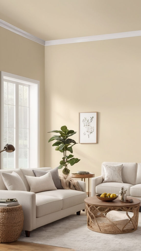 اللون الكريمي الدافئ في غرفة المعيشة