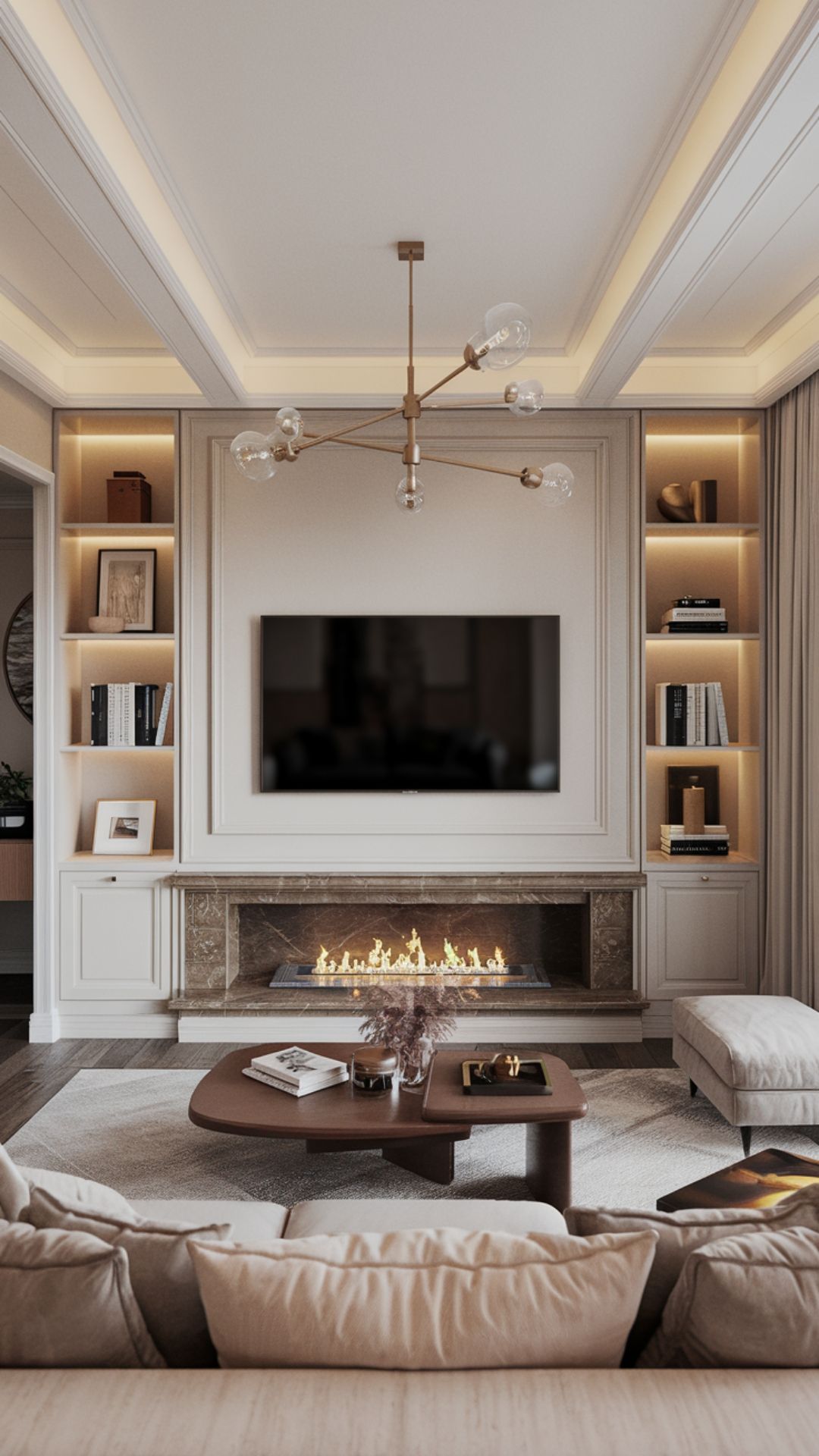 المدفأة يمكن أن تكون نقطة محورية مميزة في غرفة المعيشة