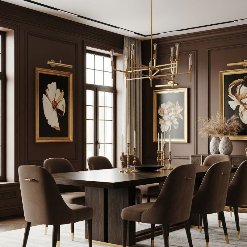 بدأ اتجاه لوحات ألوان غرف الطعام في 2026 يميل إلى الألوان الداكنة والغنية