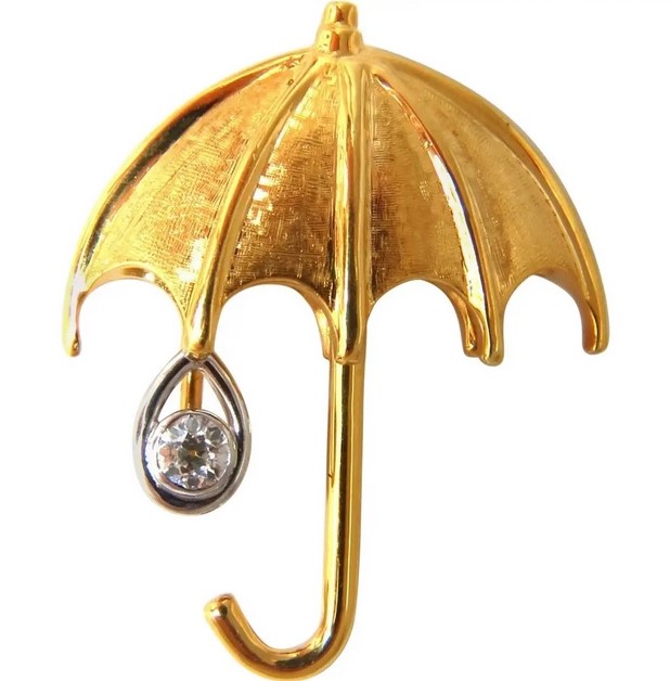 بروش ذهب Diamond Umbrella من 1st dibs
