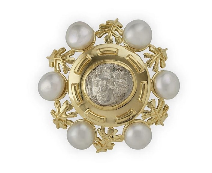 بروش لولو Silver Coin من Elizabeth Gage