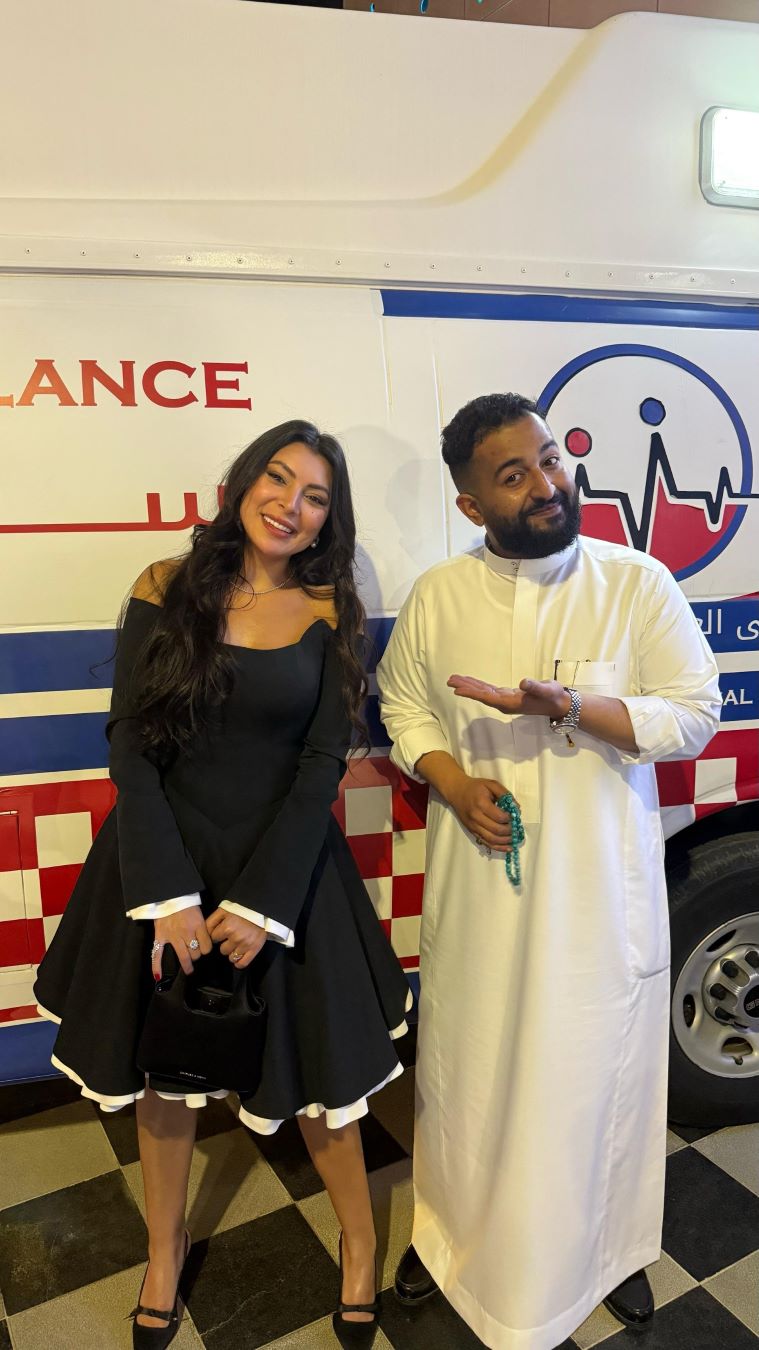 بسمة داود مع إبراهيم الحجاج في العرض الخاص للفيلم