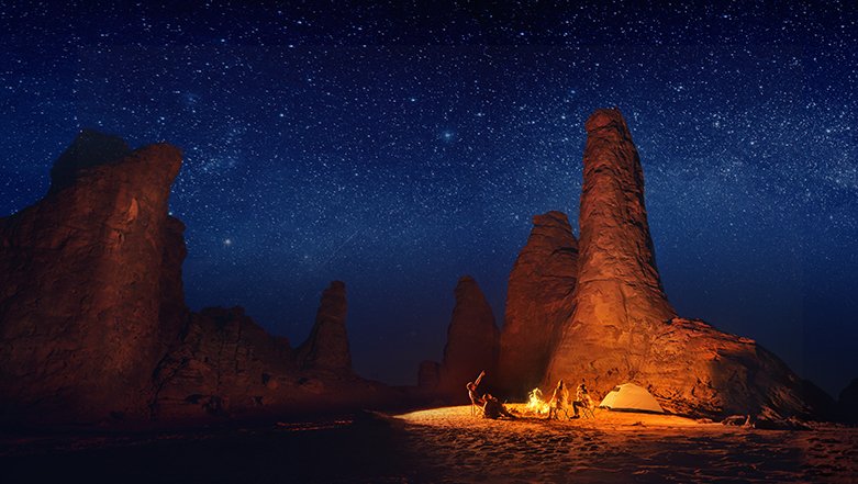 أستمعي لسكون الصحراء ونسمات الرياح وتأملي النجوم في الغراميل 