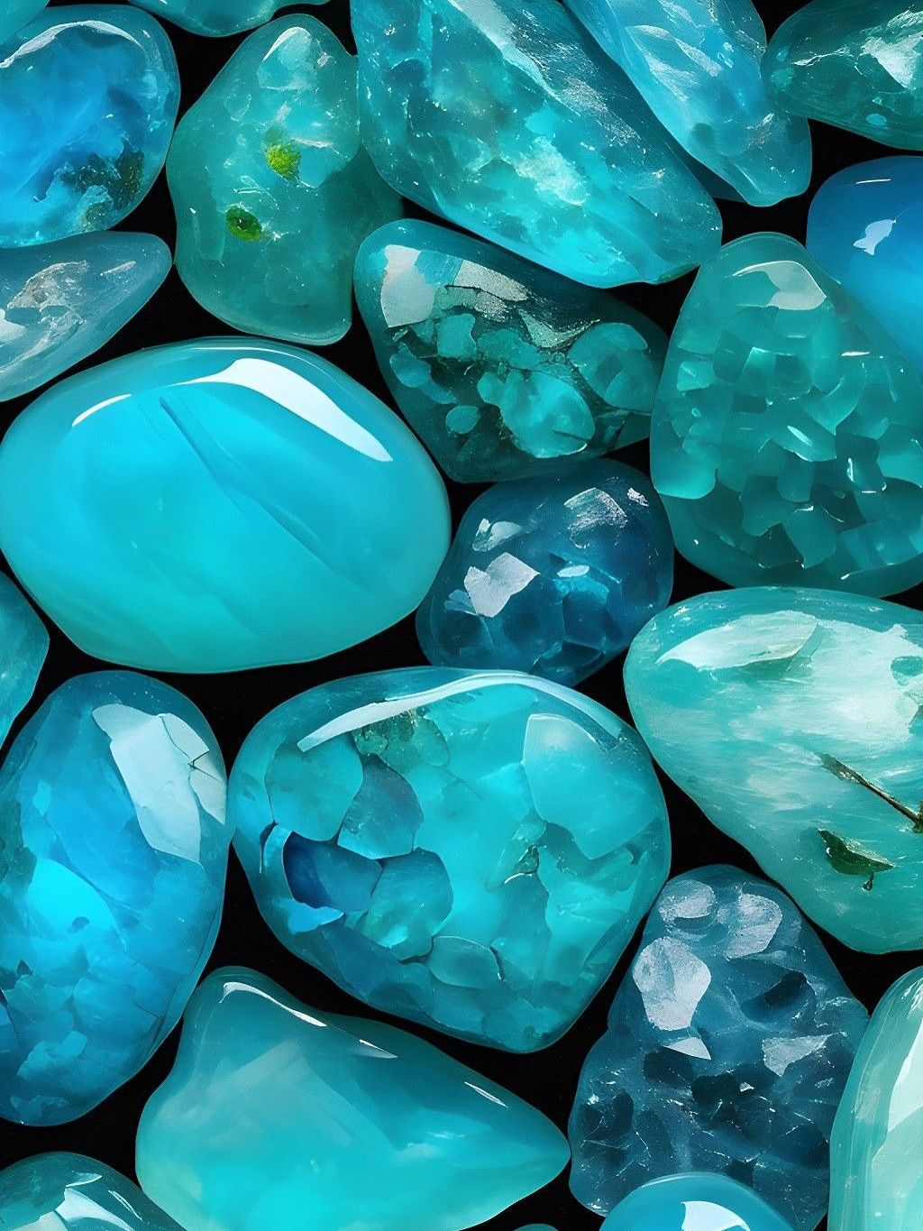 تتدرج درجات حجر الفيروز من الأزرق السماوي الفاتح إلى التركواز الداكن