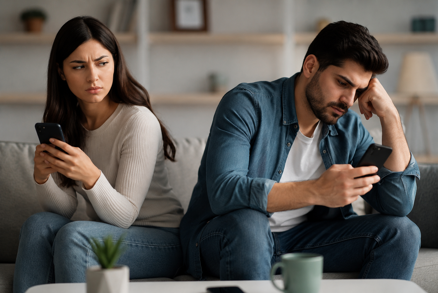 تحدث الخلافات بسبب عدم وضع حدود عن الهاتف والخصوصية بين الزوجين