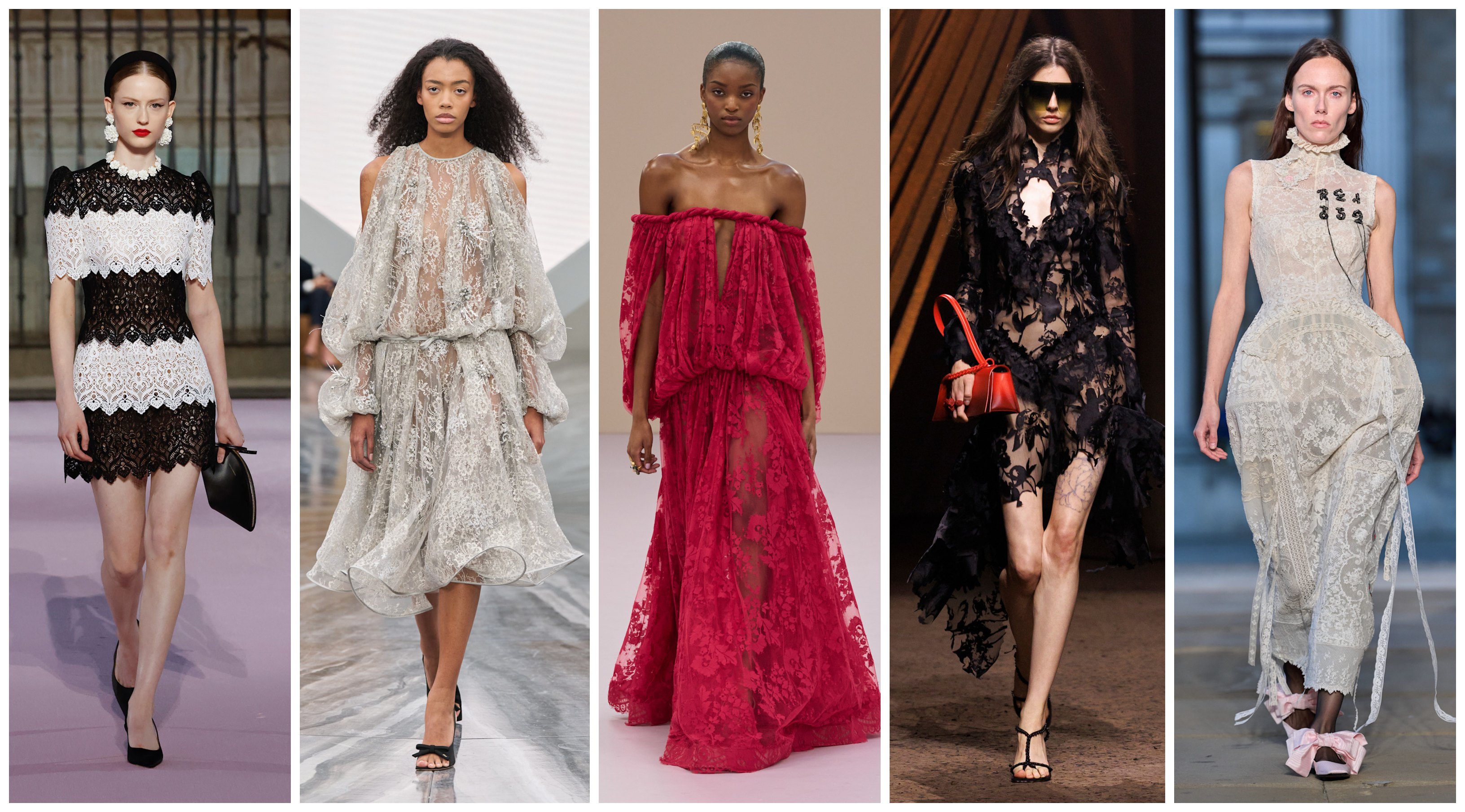 تصاميم من قماش الدانتيل من اردم، الكسندر مكوين، زيمرمان، ديور وكارولينا هيريرا