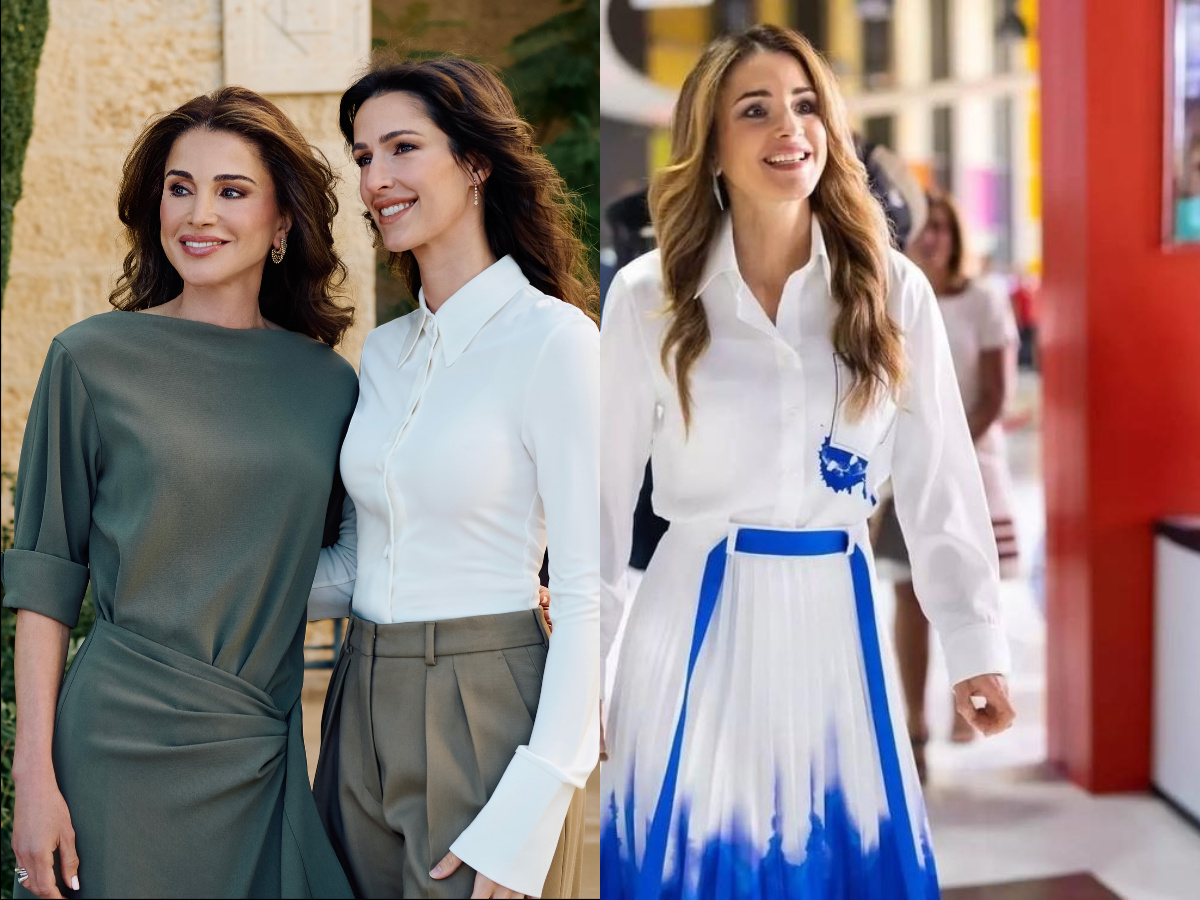 تنسيق القميص الأبيض من الملكة رانيا والأميرة رجوة