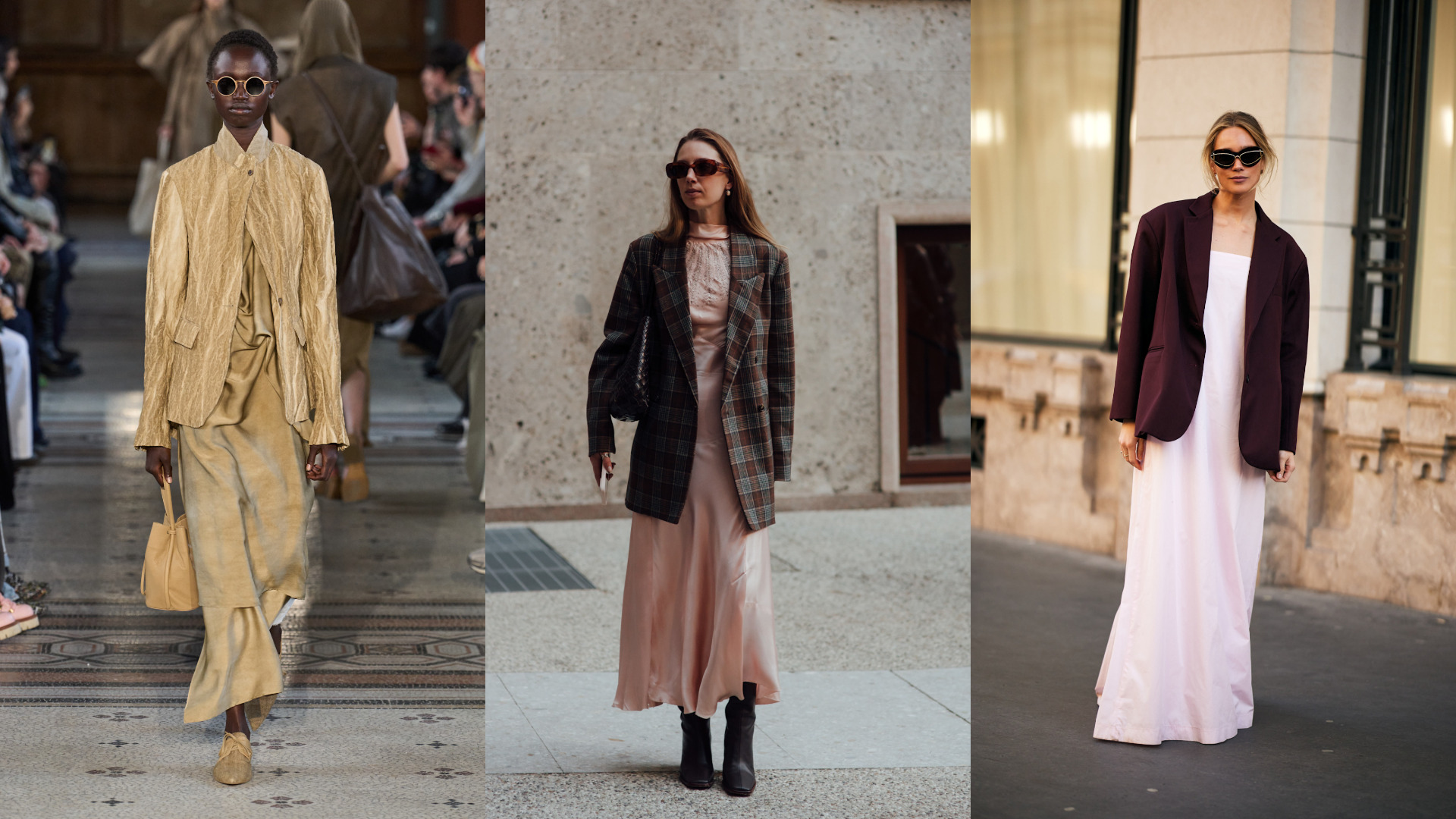 تنسيقات مختلفة من الفساتين الطويلة مع البليزارات بنقوش وألوان مختلفة