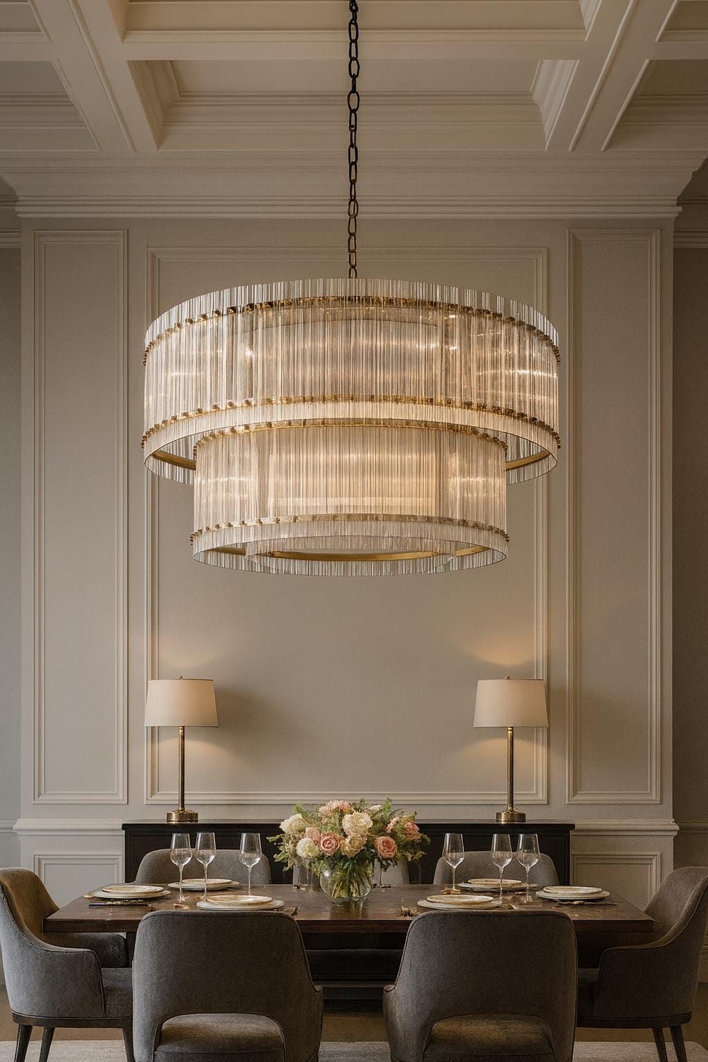 ثريا بيانية مميزة تزين غرفة الطعام