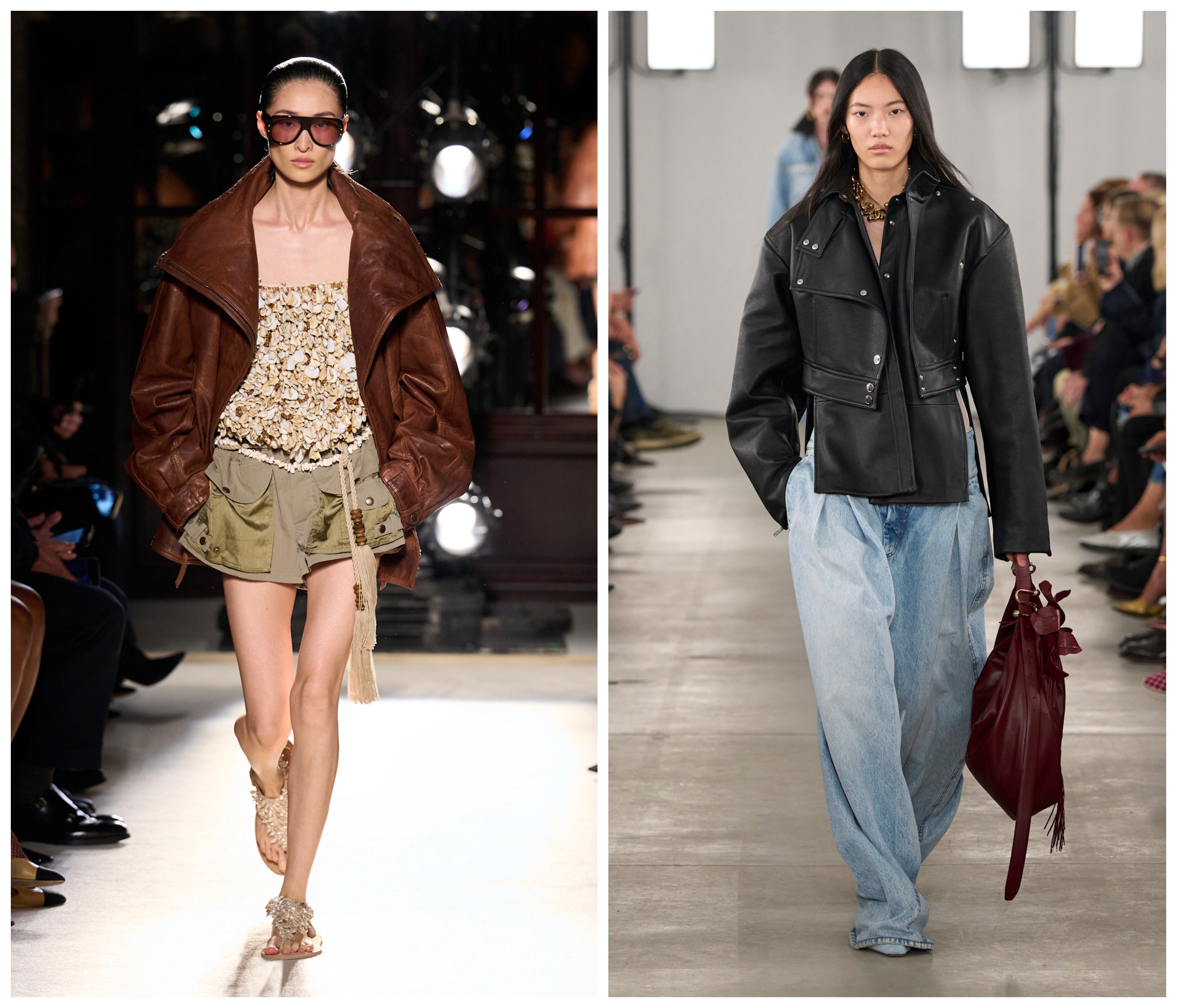 جاكيت جلد أسود من سبورتماكس وجاكيت جلد بني من بالمان