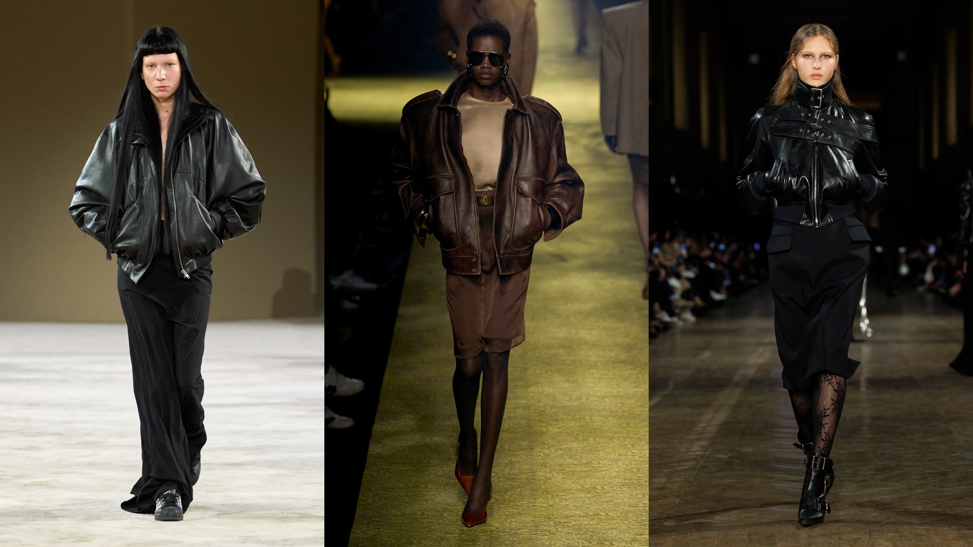 جاكيتات جلد بطابع قديم من Alexander McQueen وSaint Laurent وGudu