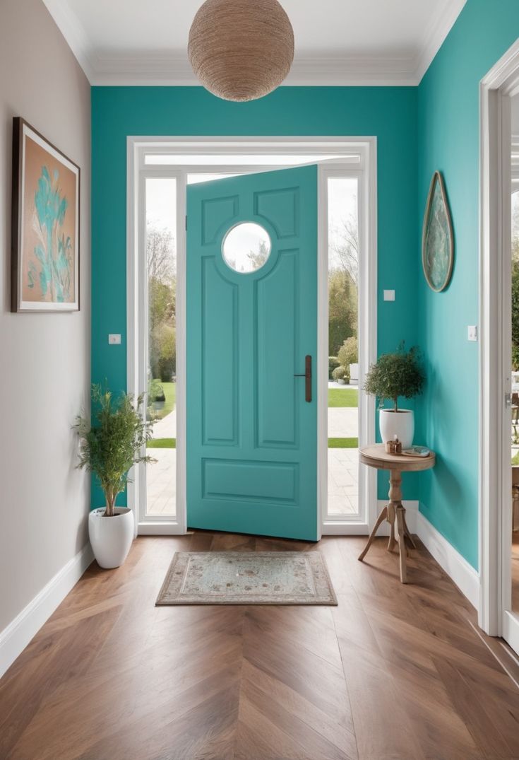 جدار لهجة وباب أمامي بأحد الدرجات الناعمة لحجر الفيروز