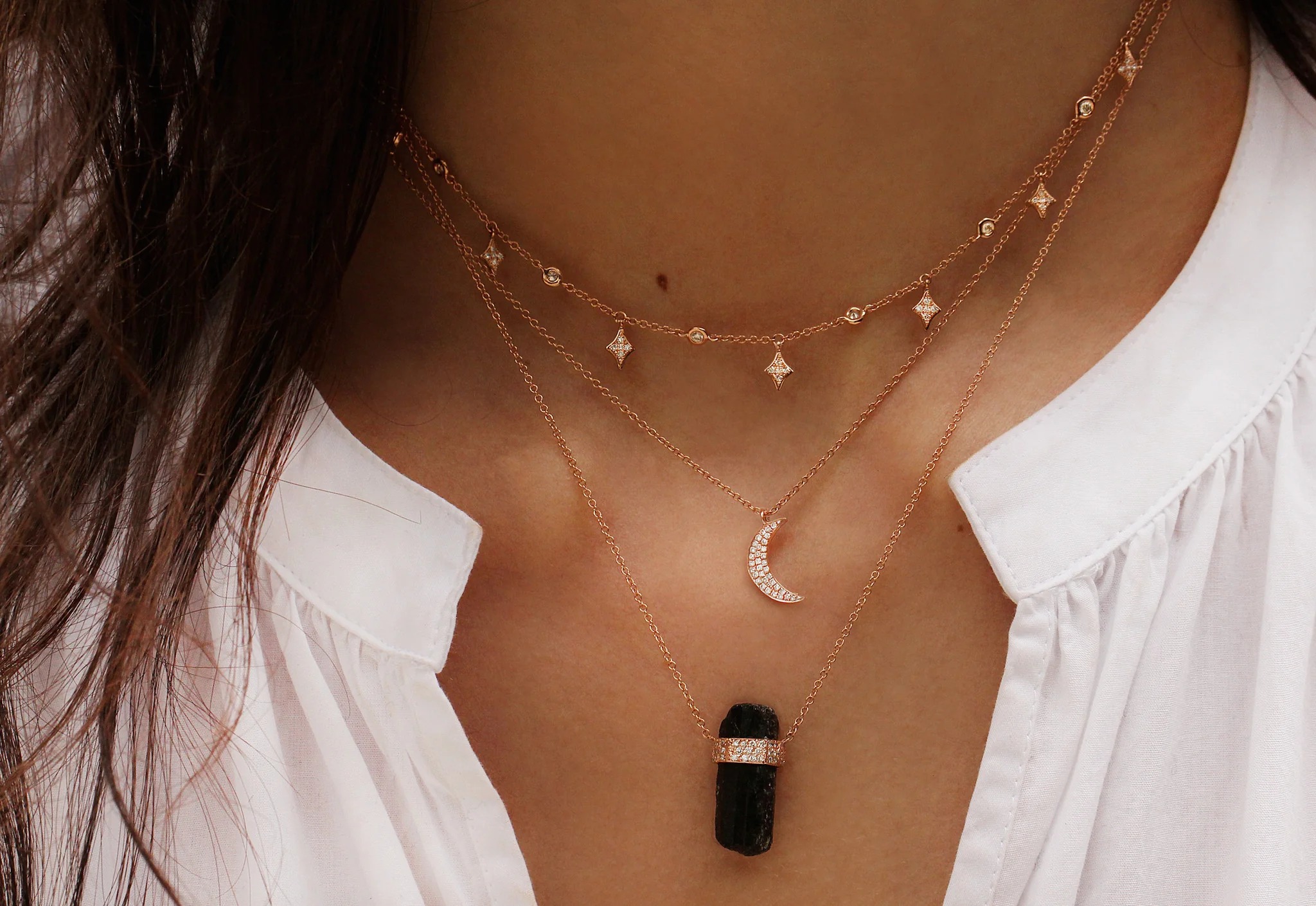 حجر التورمالين الأسود في قلادة من Luna Skye