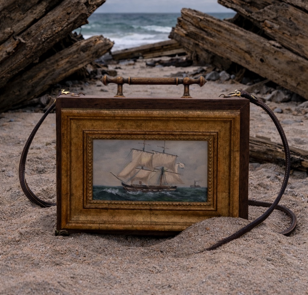 حقيبة خشب من تصميم أثيرا برسمة السفينة