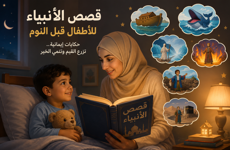 حكايات وقصص الأنبياء تعلم الطفل كثير من القيم النبيلة- الصورة بواسطة الذكاء الاصطناعي