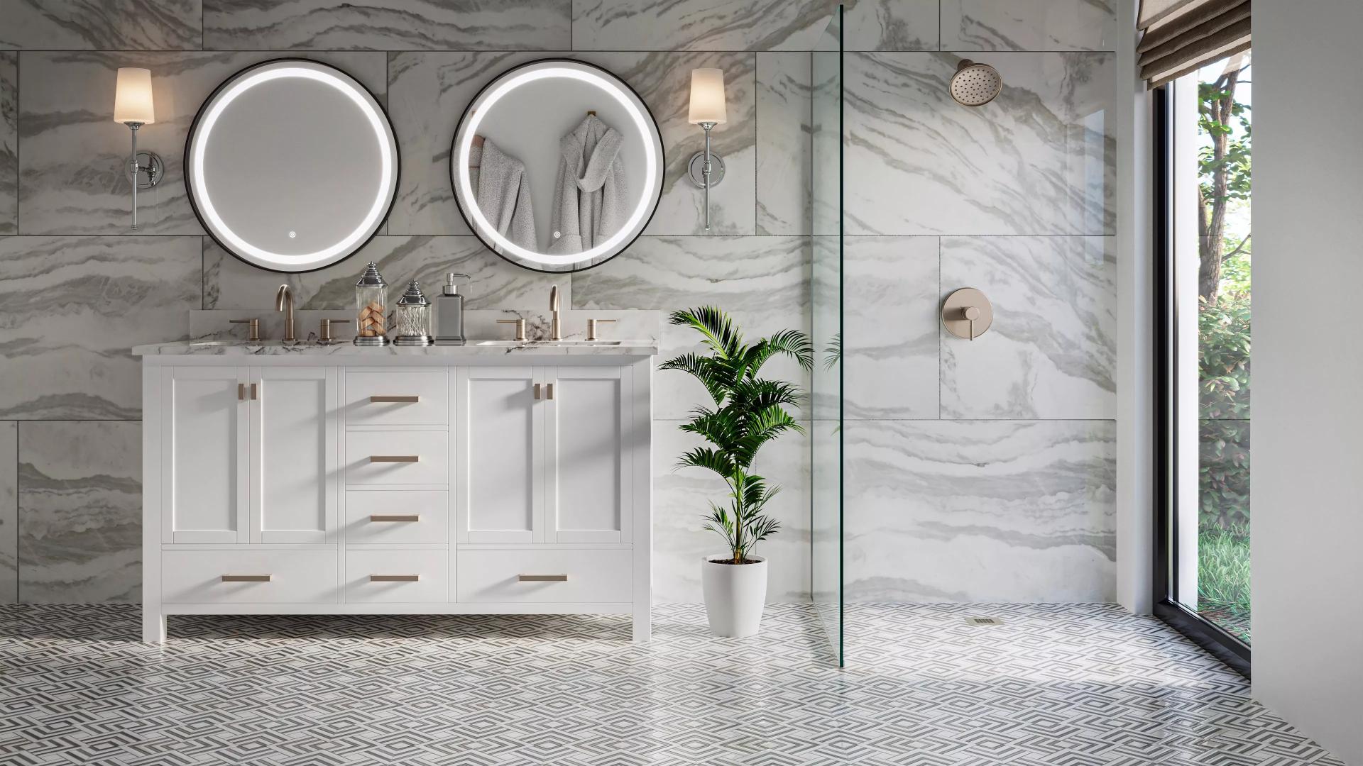 حمام بتشطيبات معدنية من النيكل