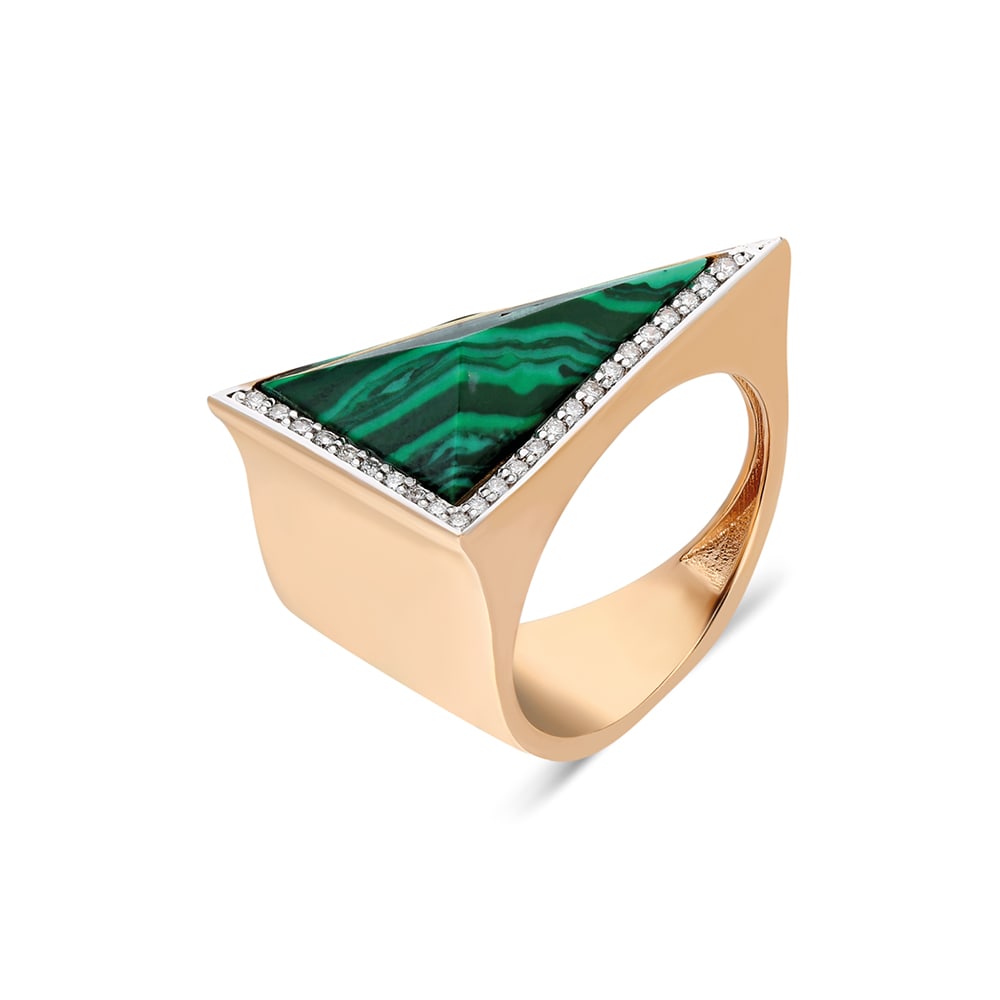 خاتم ازتيك المرصع بالمالاكيت Aztec malachite ring من ترزيهان Terzihan