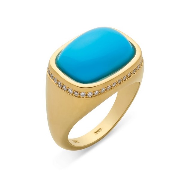 خاتم ذهب Turquoise & Diamond من Gumps