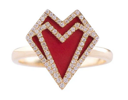 خاتم مرصع بحجر المرجان من Charmaleena