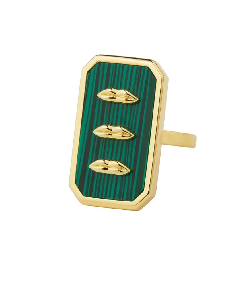 خاتم MALACHITE LIPS من Eshvi Jewellery