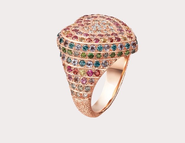 خاتم Rainbow Pavé Cuore Ring من Carolina Bucci