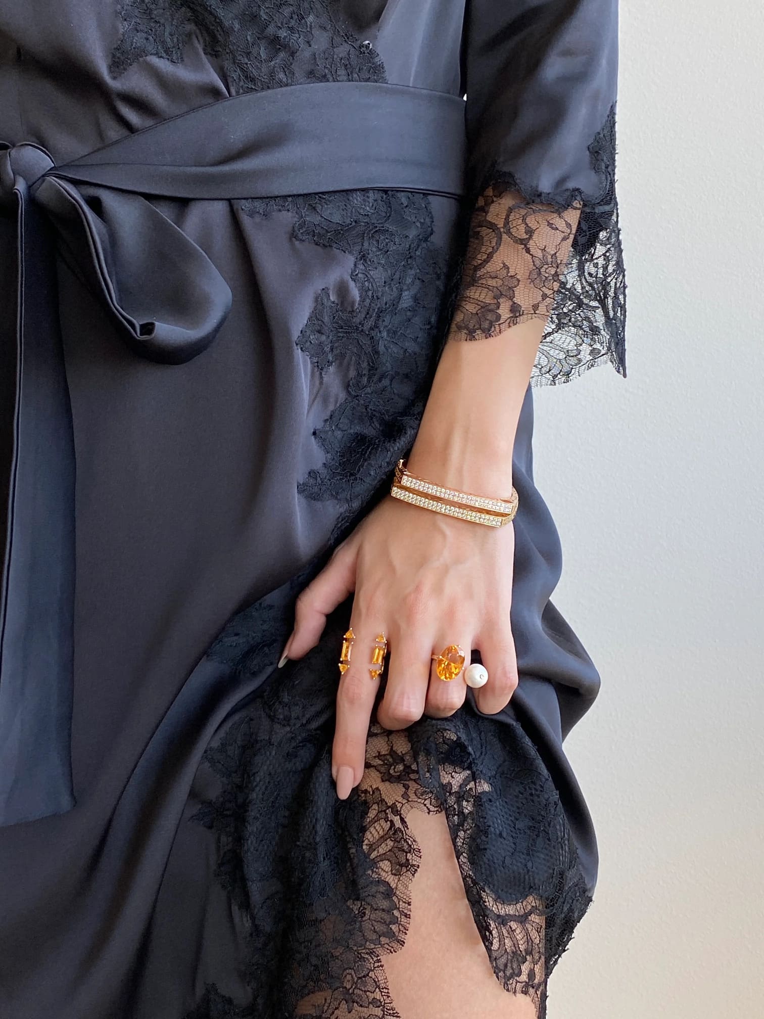 خاتم Yellow Gold Citrine and Pearl من steferejewelry