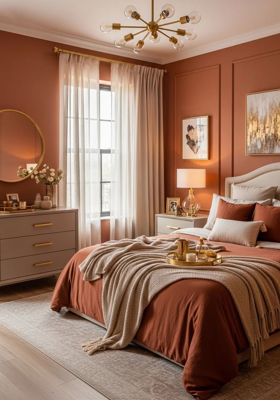 درجات التيراكوتا من أبرز لوحات الألوان التي تسيطر على اتجاهات غرف النوم في 2026