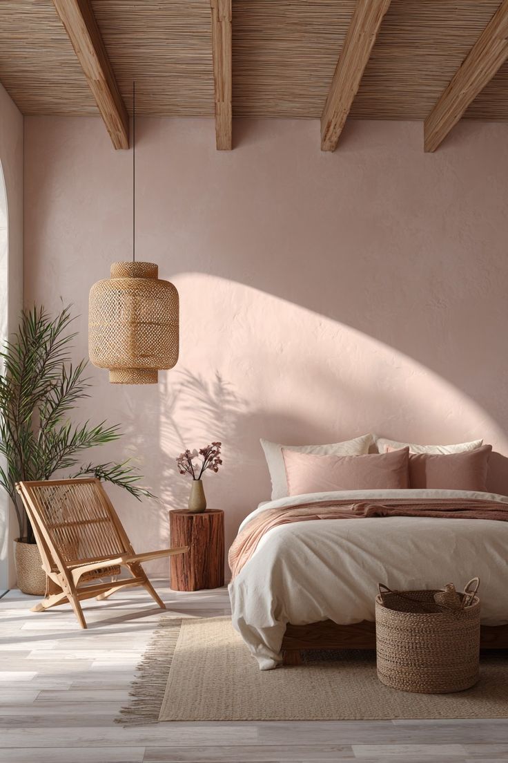 درجات الوردي الجص تمنح المساحة شعورًا بالدفء والراحة