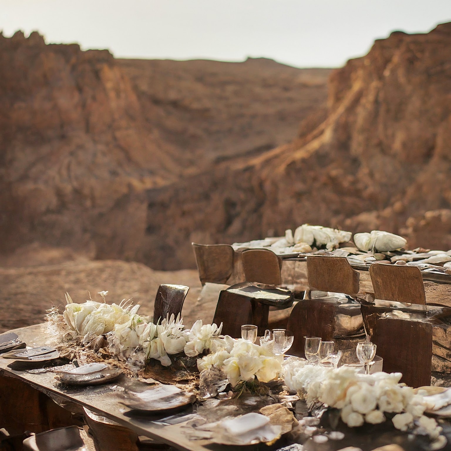ديكور طاولات الزفاف في الصحراء