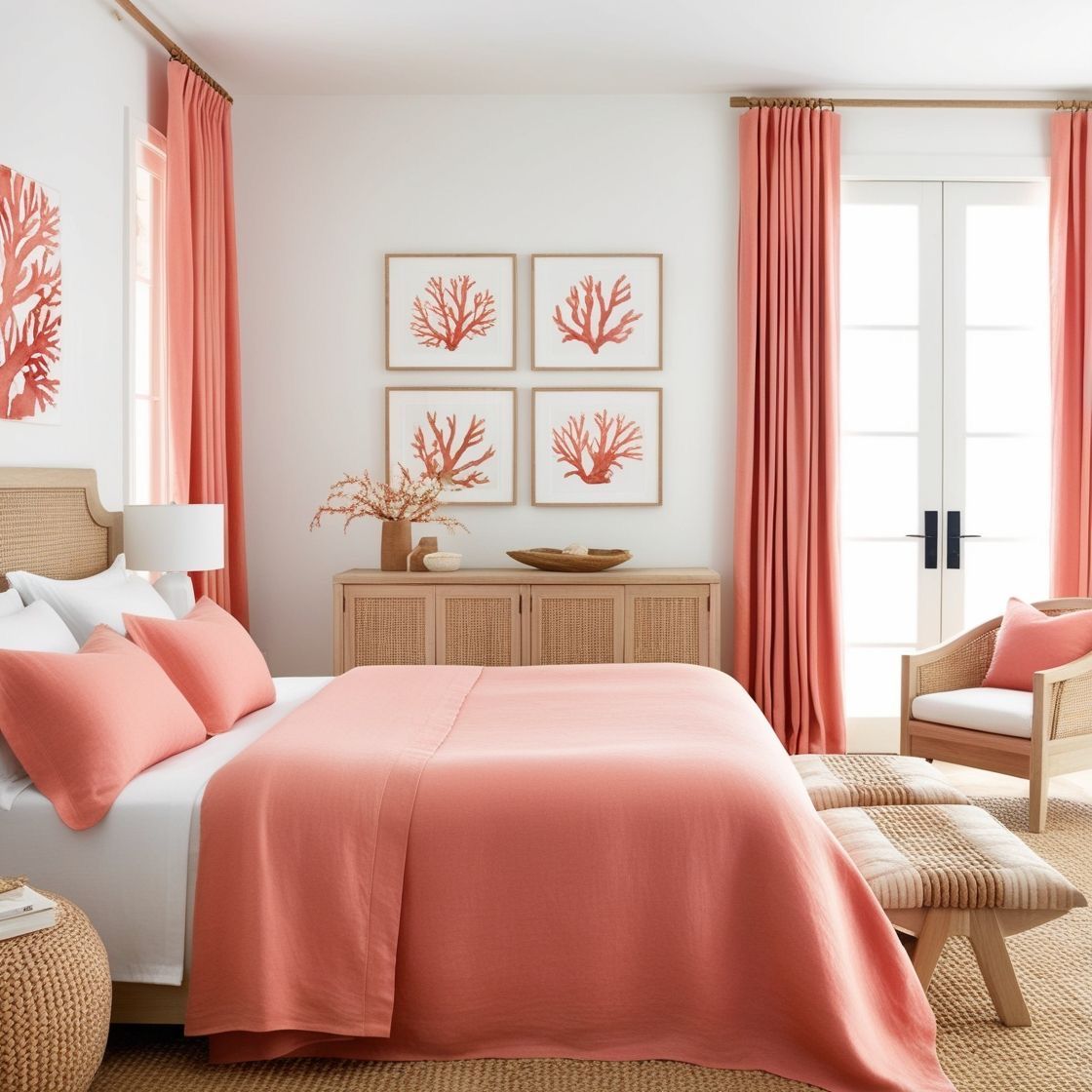 ديكورات غرفة نوم بطلها اللون المرجاني