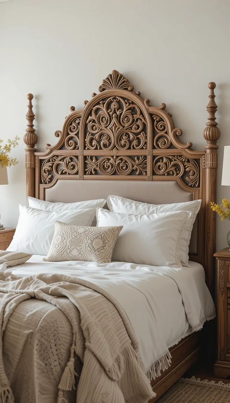 رأس سرير خشبي مميز