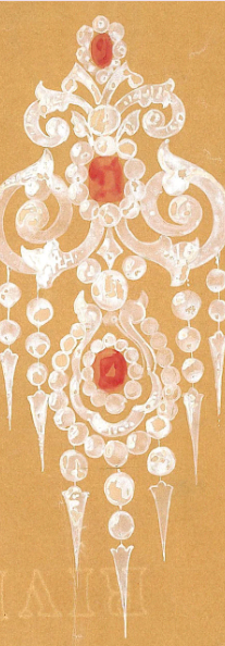 رسم توضيحي لتاج THE MELLERIO RUBY PARURE TIARA