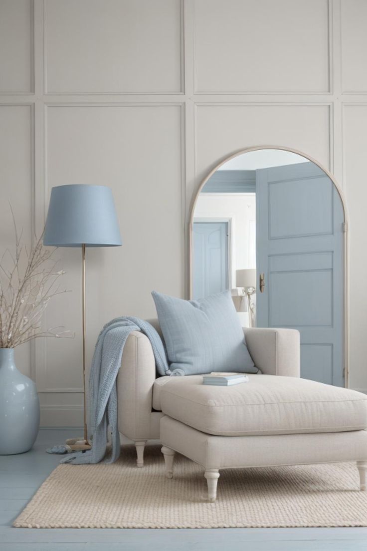ركن الاسترخاء في غرفة المعيشة بالأزرق البودرة